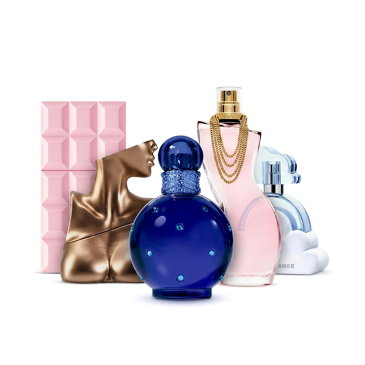Set od 5 parfema  –  Cloud by Ariana Grande, Billie Eilish Eilish ,Midnight Fantasy by Britney Spears,Sweet Tooth by Sabrina Carpenter,Dance Eau de Toilette by Shakira-[100 ml svaki]